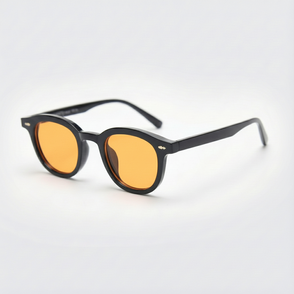 Joyce Orange Tinted Lens Sunglasses - Black Oval TR90 Frame