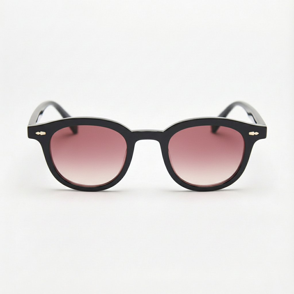Joyce Pink Gradient Lens Sunglasses - Black Oval TR90 Frame