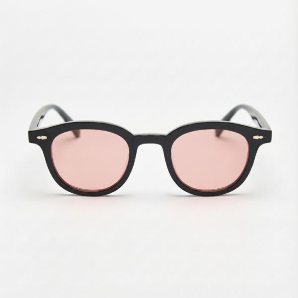 Joyce Pink Tinted Lens Sunglasses - Black Oval TR90 Frame