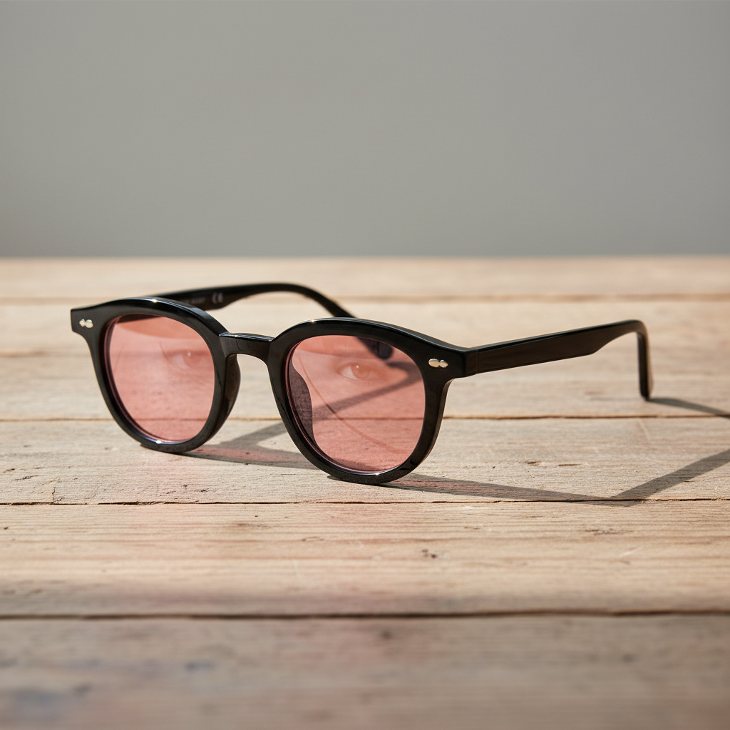 Joyce Pink Tinted Lens Sunglasses - Black Oval TR90 Frame
