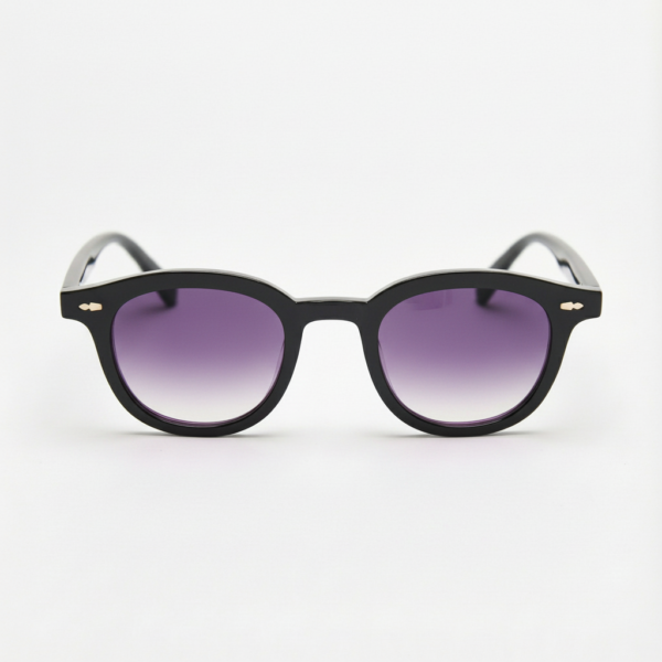 Joyce Purple Gradient Lens Sunglasses - Black Oval TR90 Frame