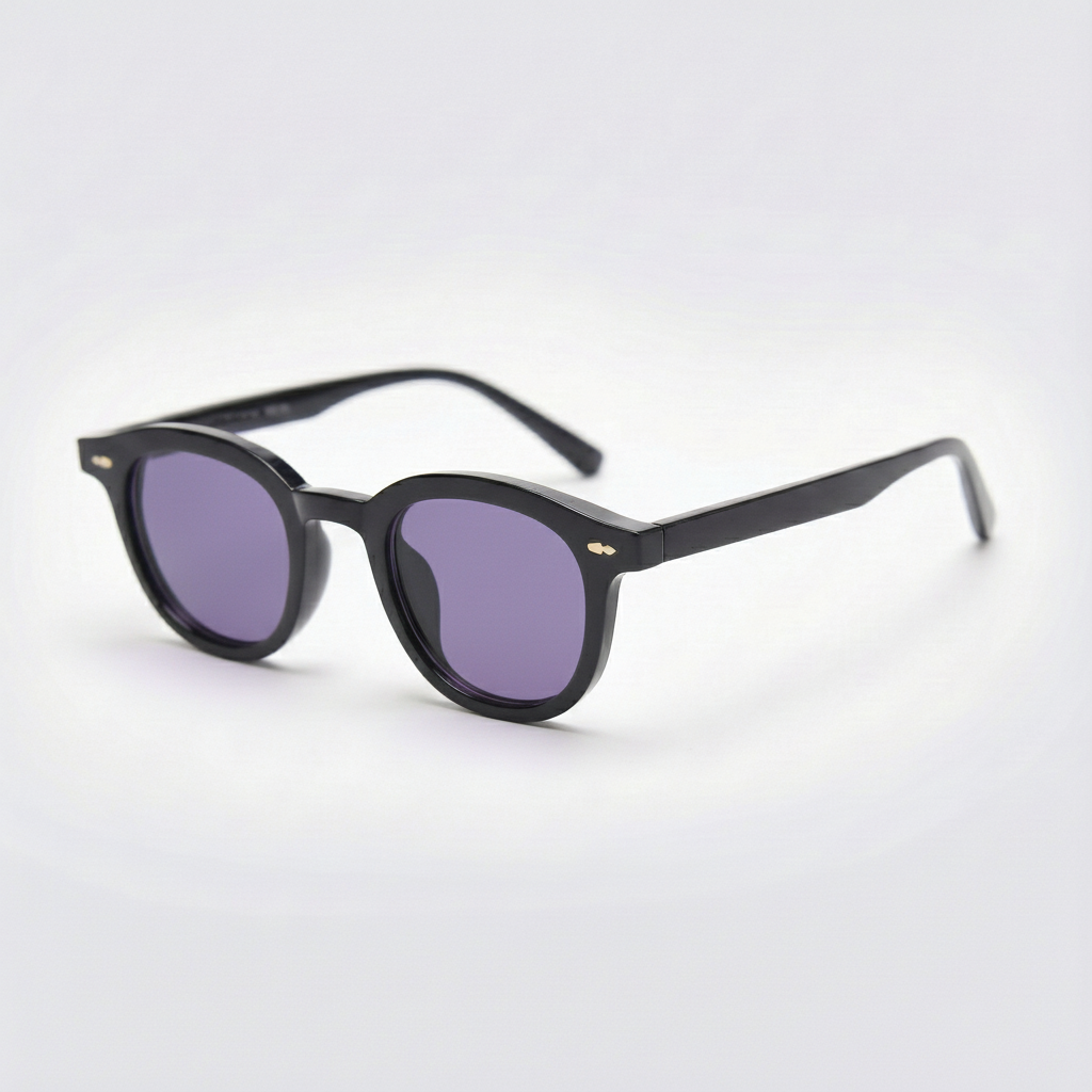 Joyce Purple Tinted Lens Sunglasses - Black Oval TR90 Frame