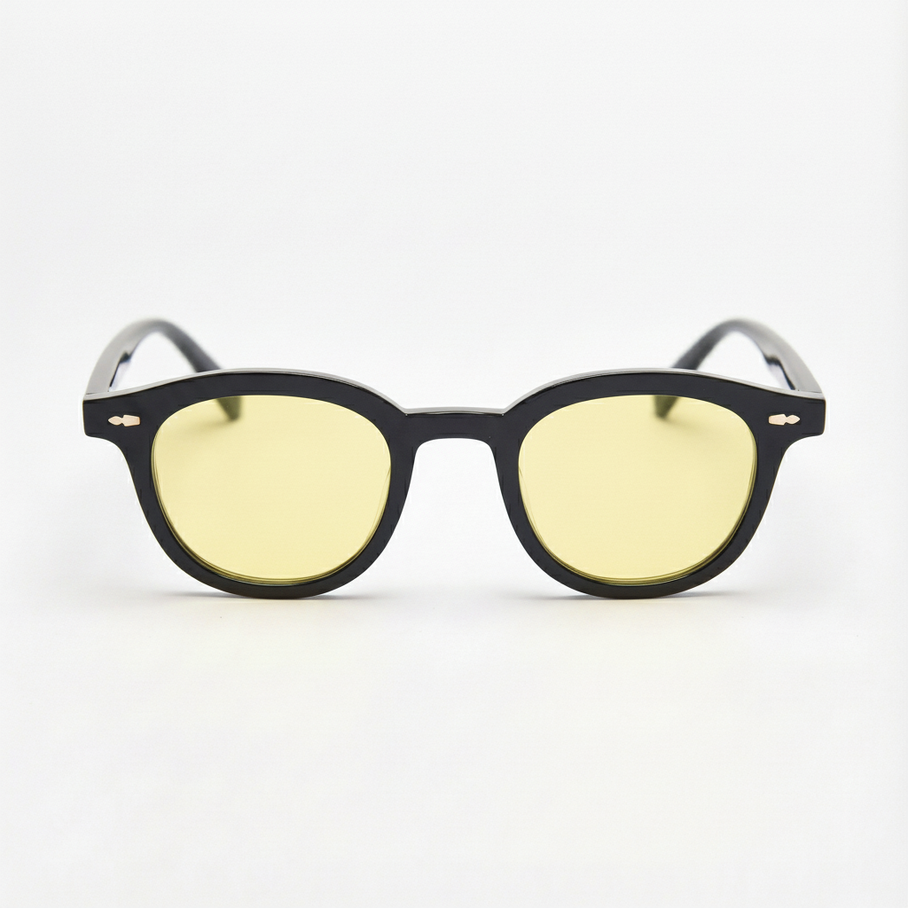 Joyce Night Driving Glasses (Yellow Tint) - Black Oval TR90 Frame