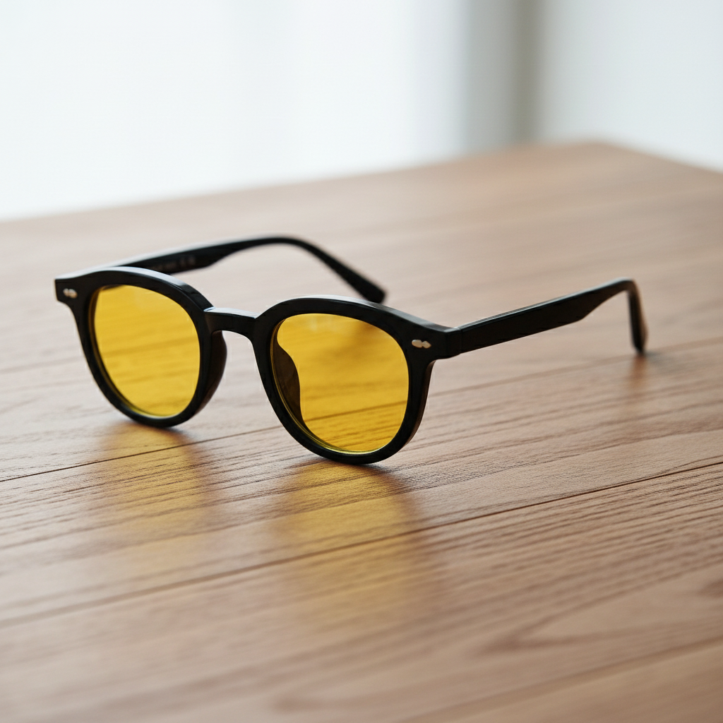 Joyce Night Driving Glasses (Yellow Tint) - Black Oval TR90 Frame