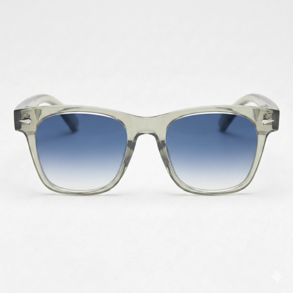 Julie Blue Gradient Lens Sunglasses - Green Rectangle TR90 Frame