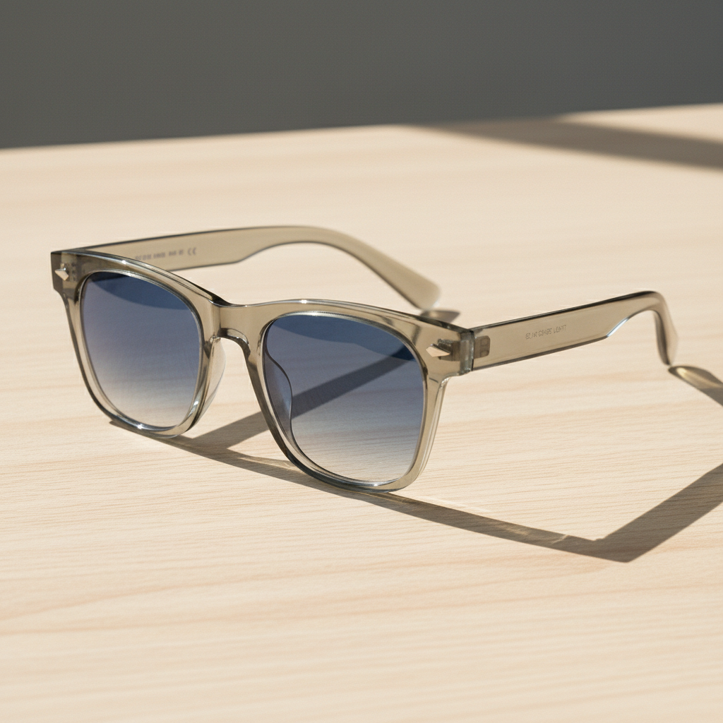 Julie Blue Gradient Lens Sunglasses - Green Rectangle TR90 Frame