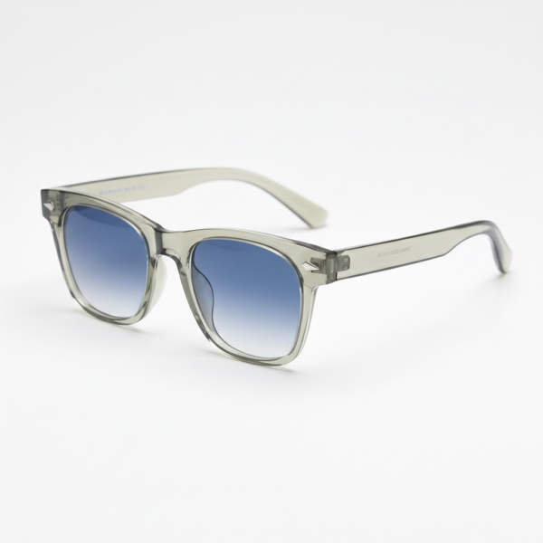 Julie Blue Gradient Lens Sunglasses - Green Rectangle TR90 Frame