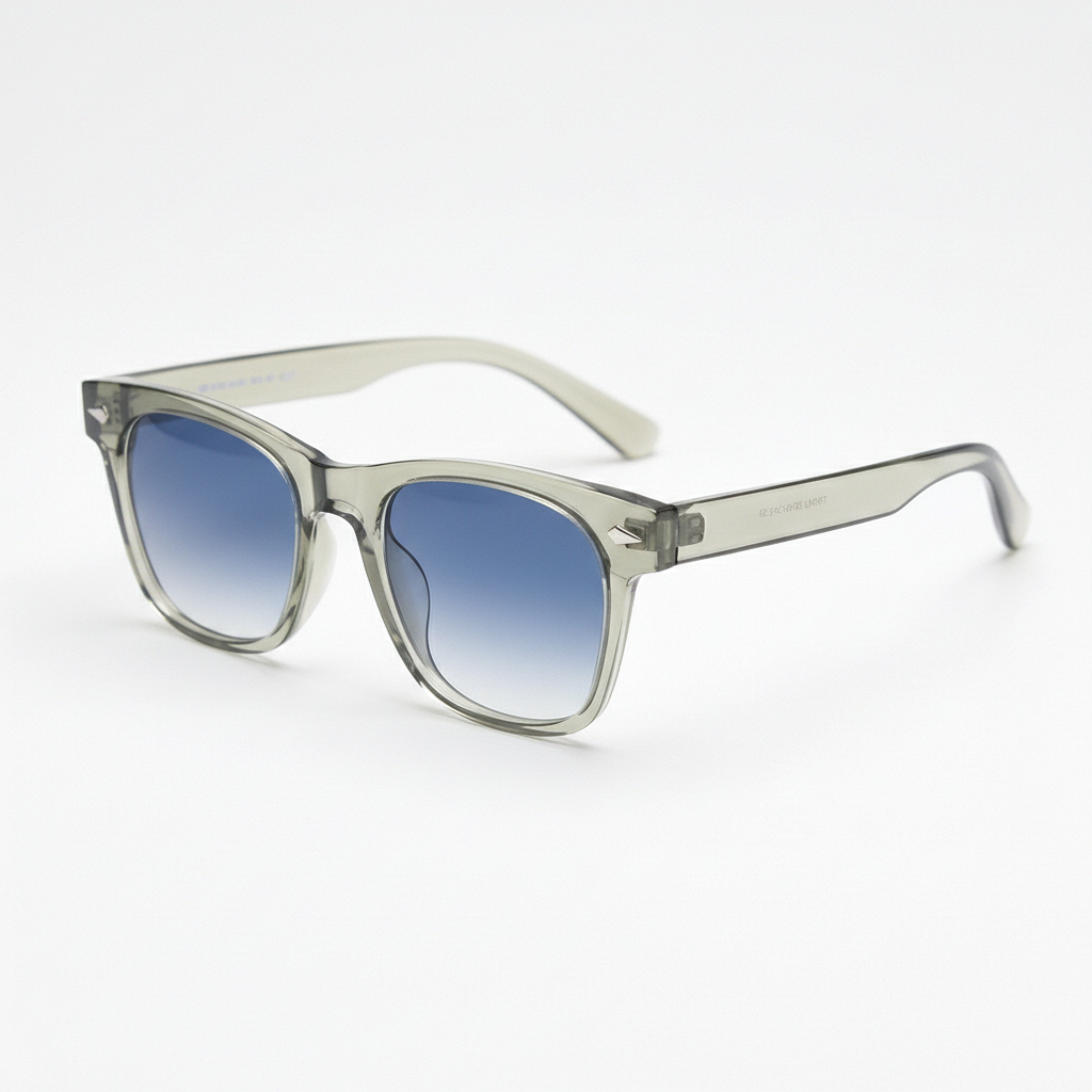 Julie Blue Gradient Lens Sunglasses - Green Rectangle TR90 Frame