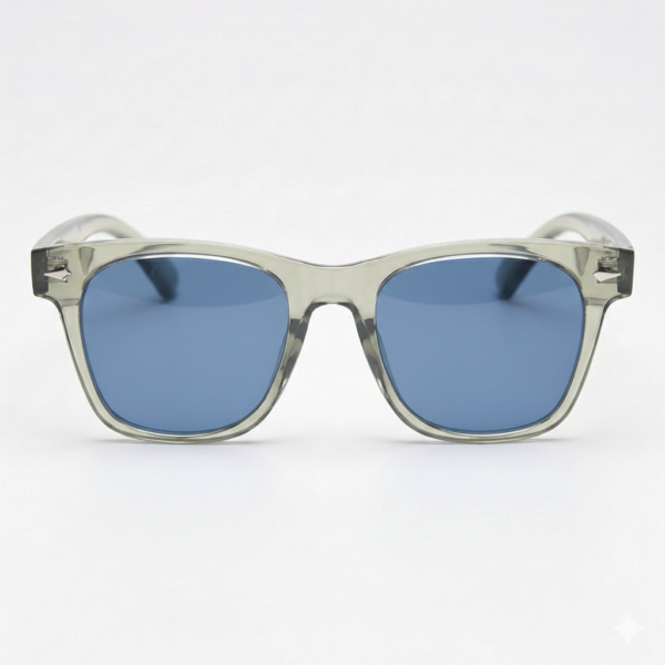 Julie Blue Tinted Lens Sunglasses - Green Rectangle TR90 Frame