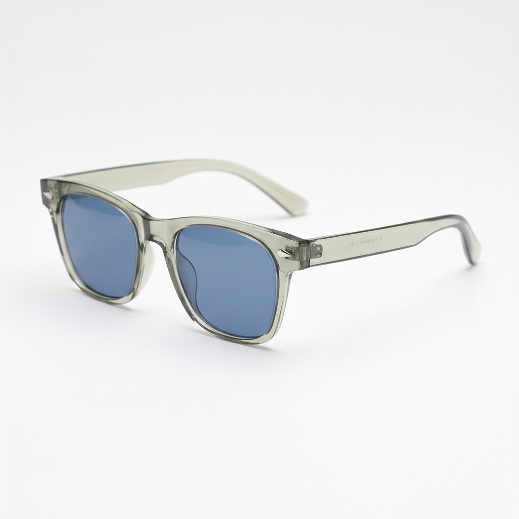 Julie Blue Tinted Lens Sunglasses - Green Rectangle TR90 Frame