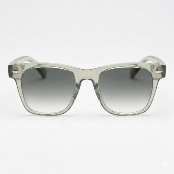 Julie Grey Gradient Lens Sunglasses - Green Rectangle TR90 Frame