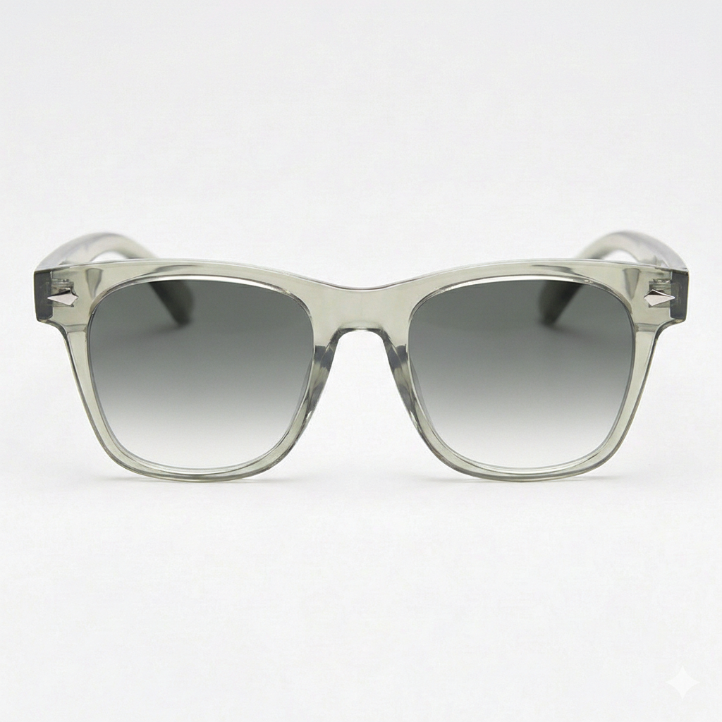 Julie Grey Gradient Lens Sunglasses - Green Rectangle TR90 Frame