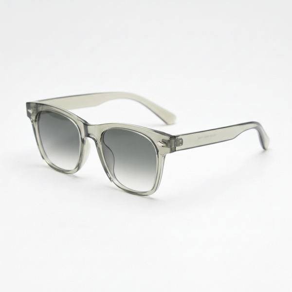 Julie Grey Gradient Lens Sunglasses - Green Rectangle TR90 Frame