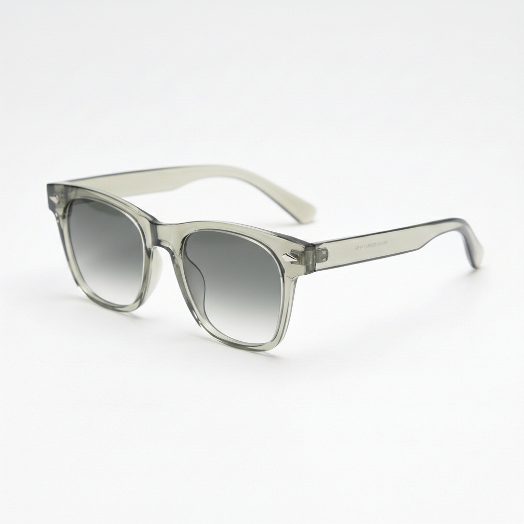 Julie Grey Gradient Lens Sunglasses - Green Rectangle TR90 Frame