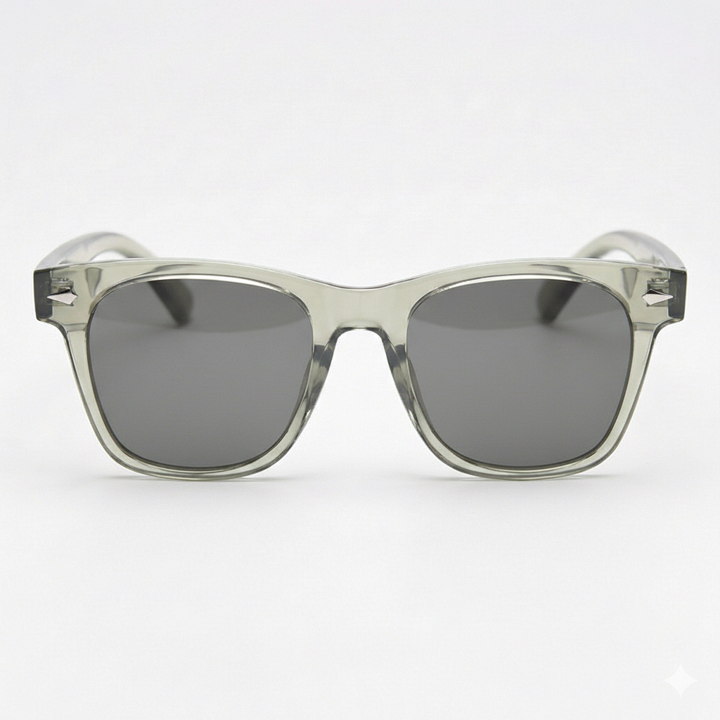 Julie Grey Tinted Lens Sunglasses - Green Rectangle TR90 Frame
