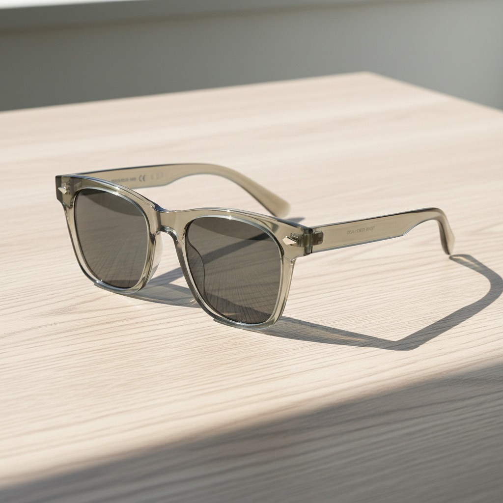 Julie Grey Tinted Lens Sunglasses - Green Rectangle TR90 Frame