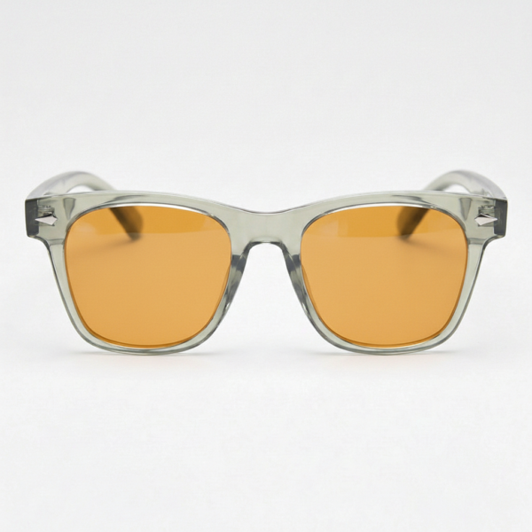 Julie Orange Tinted Lens Sunglasses - Green Rectangle TR90 Frame