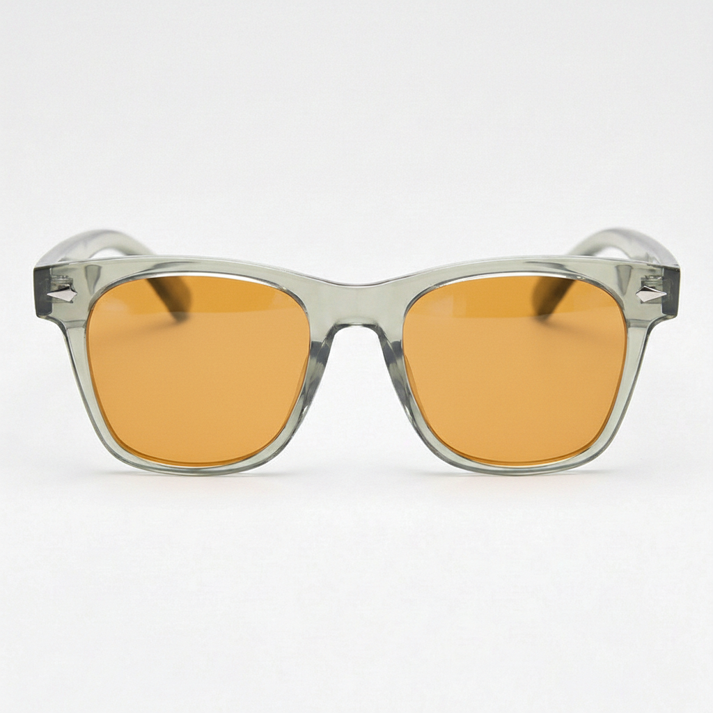 Julie Orange Tinted Lens Sunglasses - Green Rectangle TR90 Frame