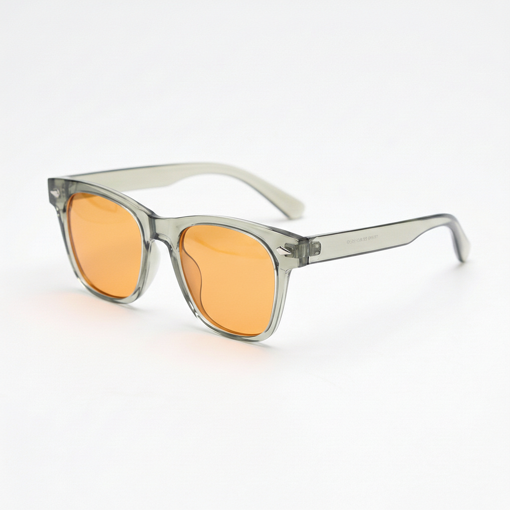 Julie Orange Tinted Lens Sunglasses - Green Rectangle TR90 Frame