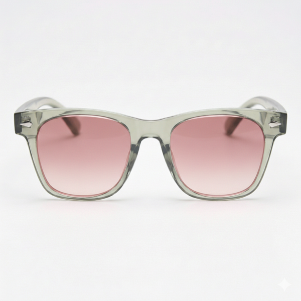 Julie Pink Gradient Lens Sunglasses - Green Rectangle TR90 Frame