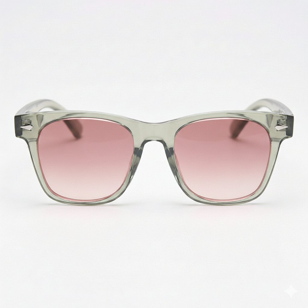 Julie Pink Gradient Lens Sunglasses - Green Rectangle TR90 Frame
