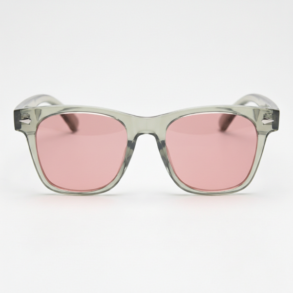 Julie Pink Tinted Lens Sunglasses - Green Rectangle TR90 Frame