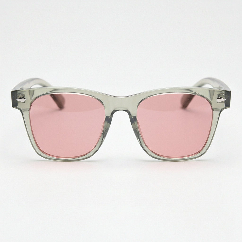 Julie Pink Tinted Lens Sunglasses - Green Rectangle TR90 Frame