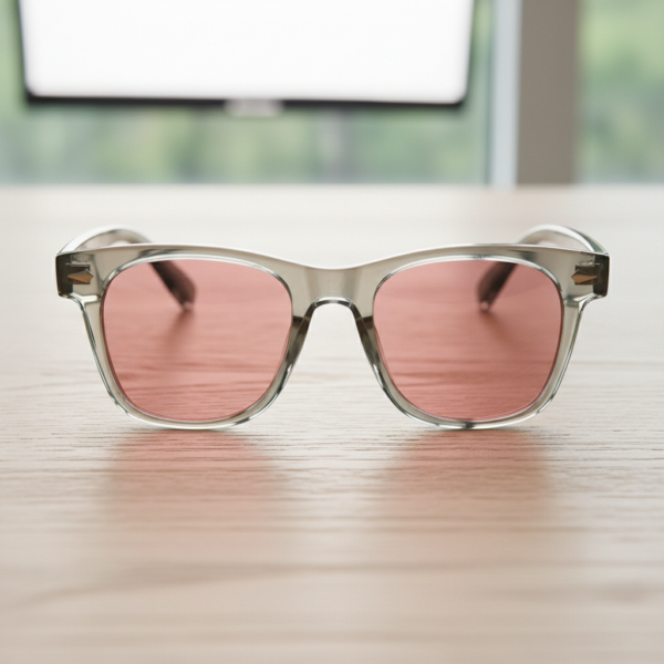 Julie Pink Tinted Lens Sunglasses - Green Rectangle TR90 Frame