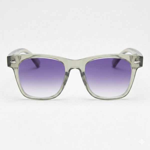 Julie Purple Gradient Lens Sunglasses - Green Rectangle TR90 Frame