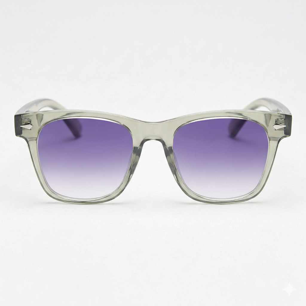Julie Purple Gradient Lens Sunglasses - Green Rectangle TR90 Frame