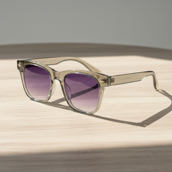 Julie Purple Gradient Lens Sunglasses - Green Rectangle TR90 Frame