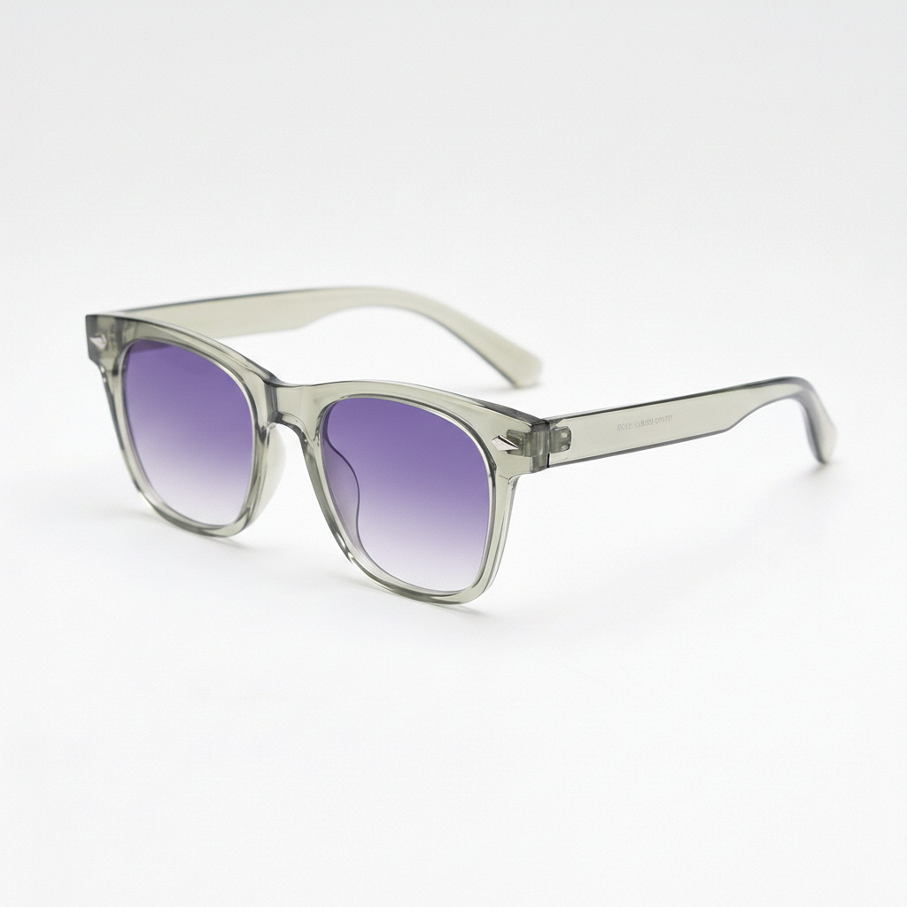 Julie Purple Gradient Lens Sunglasses - Green Rectangle TR90 Frame
