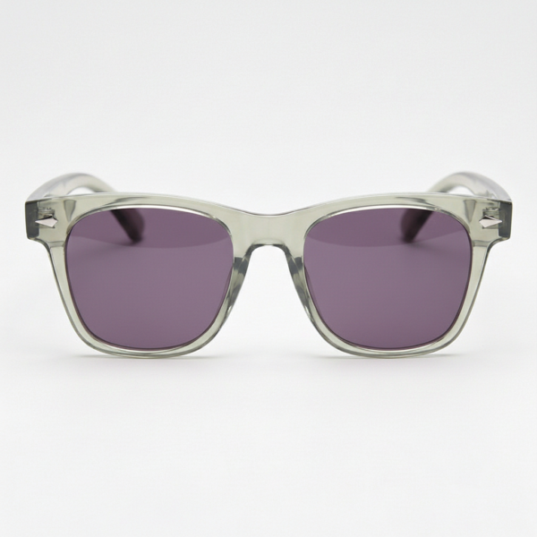 Julie Purple Tinted Lens Sunglasses - Green Rectangle TR90 Frame