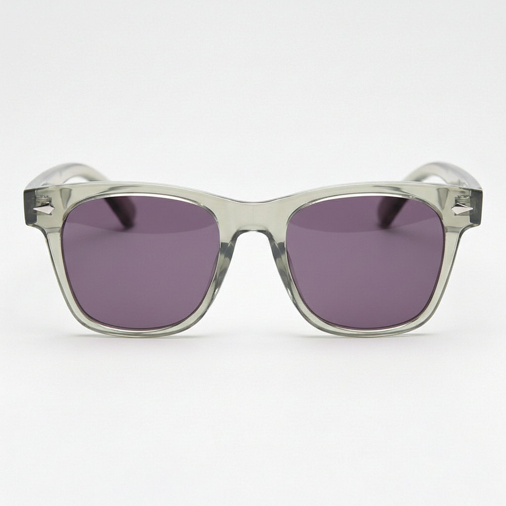 Julie Purple Tinted Lens Sunglasses - Green Rectangle TR90 Frame