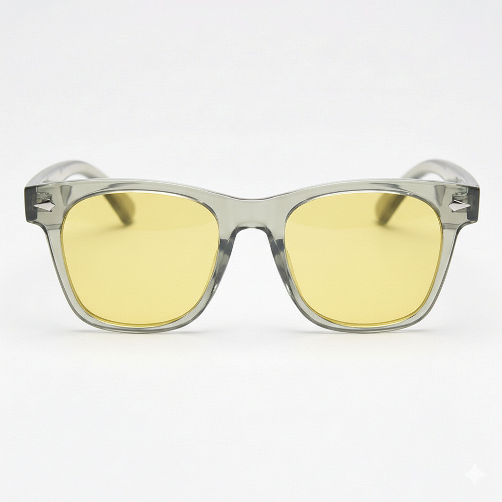 Julie Night Driving Glasses (Yellow Tint) - Green Rectangle TR90 Frame