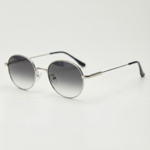 June Grey Gradient Lens Sunglasses - Silver Round Stainless steel Frame