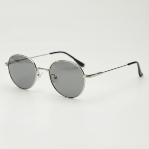 June Grey Tinted Lens Sunglasses - Silver Round Stainless steel Frame