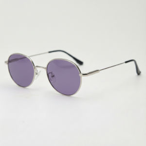 June Purple Tinted Lens Sunglasses - Silver Round Stainless steel Frame