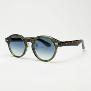 Lena Blue Gradient Lens Sunglasses - Olive green Round TR90 Frame