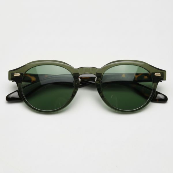 Lena Green Tinted Lens Sunglasses - Olive green Round TR90 Frame