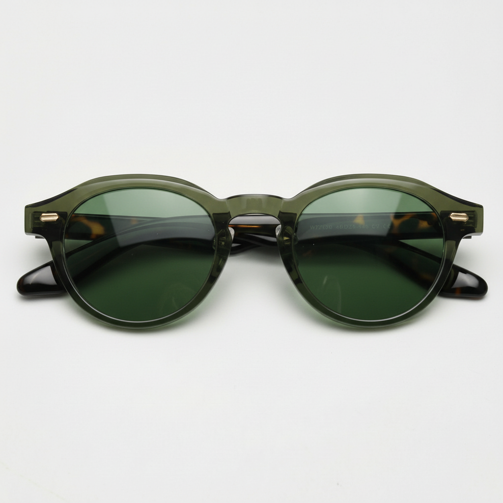 Lena Green Tinted Lens Sunglasses - Olive green Round TR90 Frame