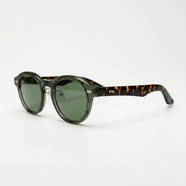 Lena Green Tinted Lens Sunglasses - Olive green Round TR90 Frame