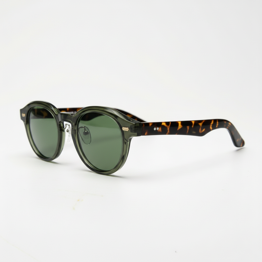 Lena Green Tinted Lens Sunglasses - Olive green Round TR90 Frame