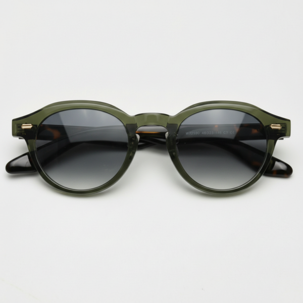 Lena Grey Gradient Lens Sunglasses - Olive green Round TR90 Frame