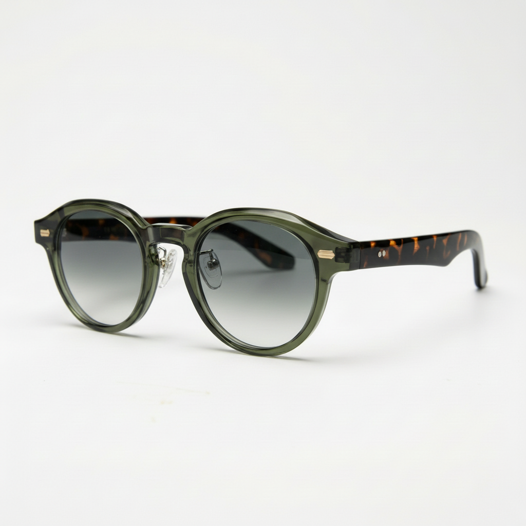 Lena Grey Gradient Lens Sunglasses - Olive green Round TR90 Frame
