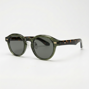 Lena Grey Tinted Lens Sunglasses - Olive green Round TR90 Frame