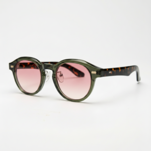 Lena Pink Gradient Lens Sunglasses - Olive green Round TR90 Frame