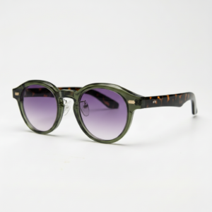 Lena Purple Gradient Lens Sunglasses - Olive green Round TR90 Frame