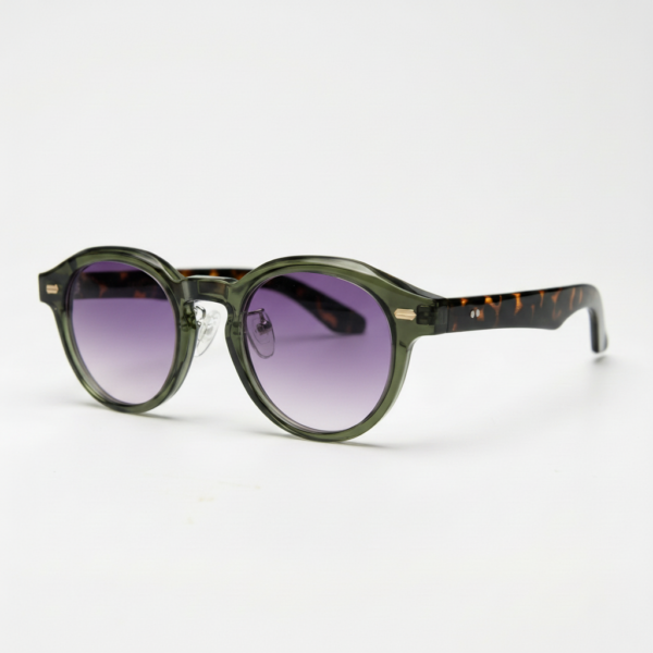Lena Purple Gradient Lens Sunglasses - Olive green Round TR90 Frame