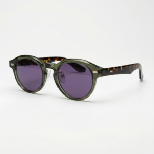 Lena Purple Tinted Lens Sunglasses - Olive green Round TR90 Frame
